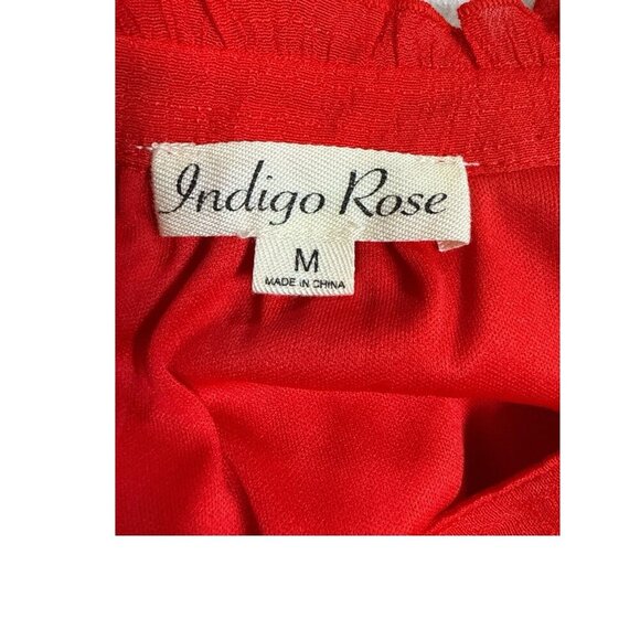 Indigo Rose Embroidered Red Lace Boho Midi Dress Short Sleeve Polyester Sz M EUC - Picture 5 of 7